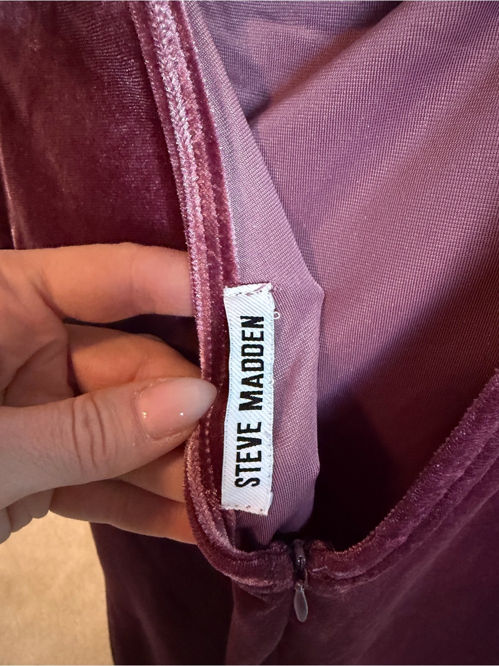 Steve Madden Velvet Mini Dress Burgundy Sleeveless | Soft Stretch Party Dress - Picture 9 of 10